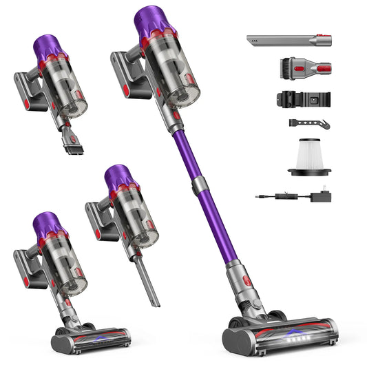 【2026 New Arrivals】CUZMOK Cordless Vacuum Cleaner,3 Power Modes,180W Brushless Motor,Self-Standing Stick Vacuum Cleaners with HEPA Filter for Home,Lightweight,Powerful Suction,Anti-Tangle Brush, LED Light,Detachable, for Carpet/Floor/Pet Hair/Car