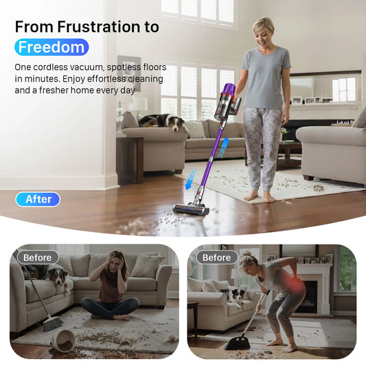【2026 New Arrivals】CUZMOK Cordless Vacuum Cleaner,3 Power Modes,180W Brushless Motor,Self-Standing Stick Vacuum Cleaners with HEPA Filter for Home,Lightweight,Powerful Suction,Anti-Tangle Brush, LED Light,Detachable, for Carpet/Floor/Pet Hair/Car